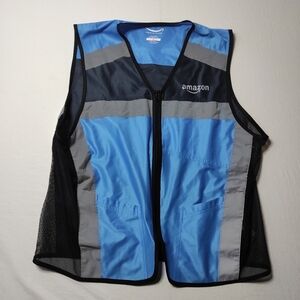 Amazon by Luly Yang XL Vest Full Zip Blue Reflective Driver Employee